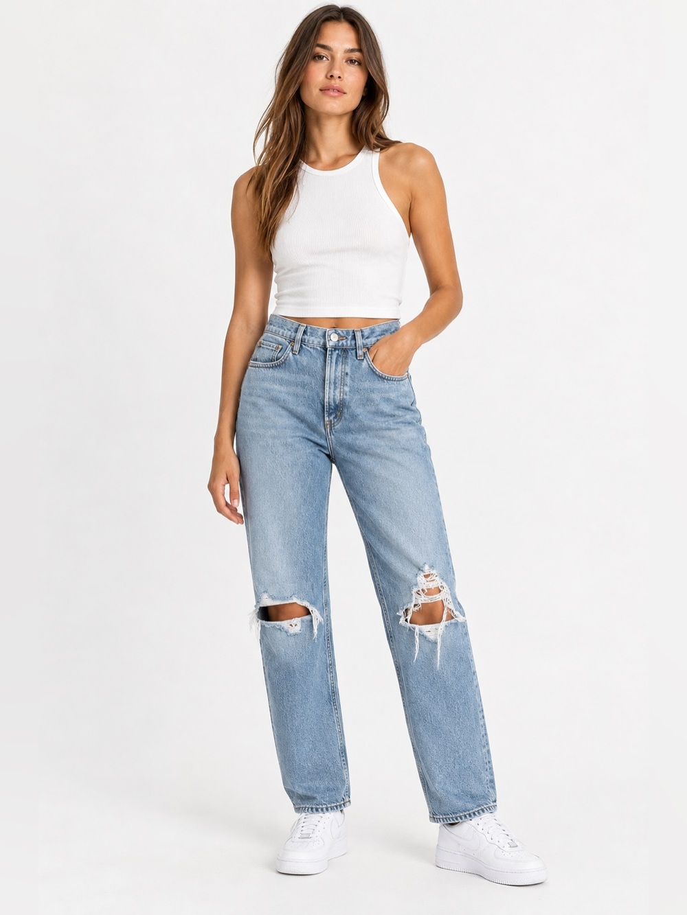 AGOLDE 90s Pinch Waist Distressed Straight Leg Jeans 28